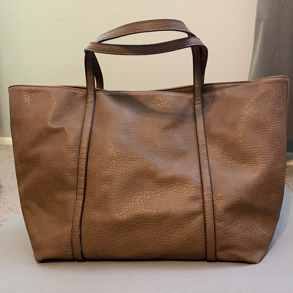 Faux leather tote